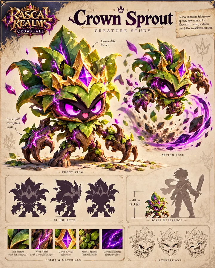 Rascal Realms Crown Sprout enemy concept study