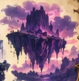 A storm-wrapped floating realm, glimpsed