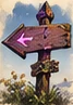 A wooden sign pointing the wrong way