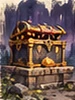 An ornate chest on a stone plinth