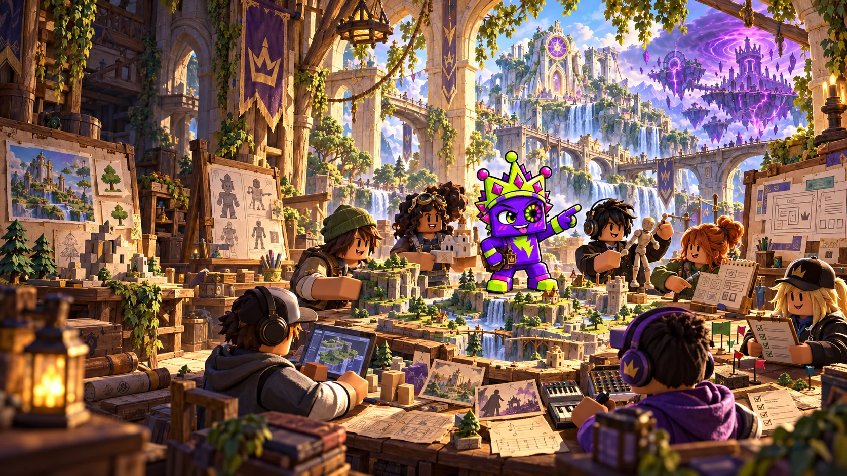 Razz and the builders of Rascal Labs at work in a sunlit Stickerwood workshop