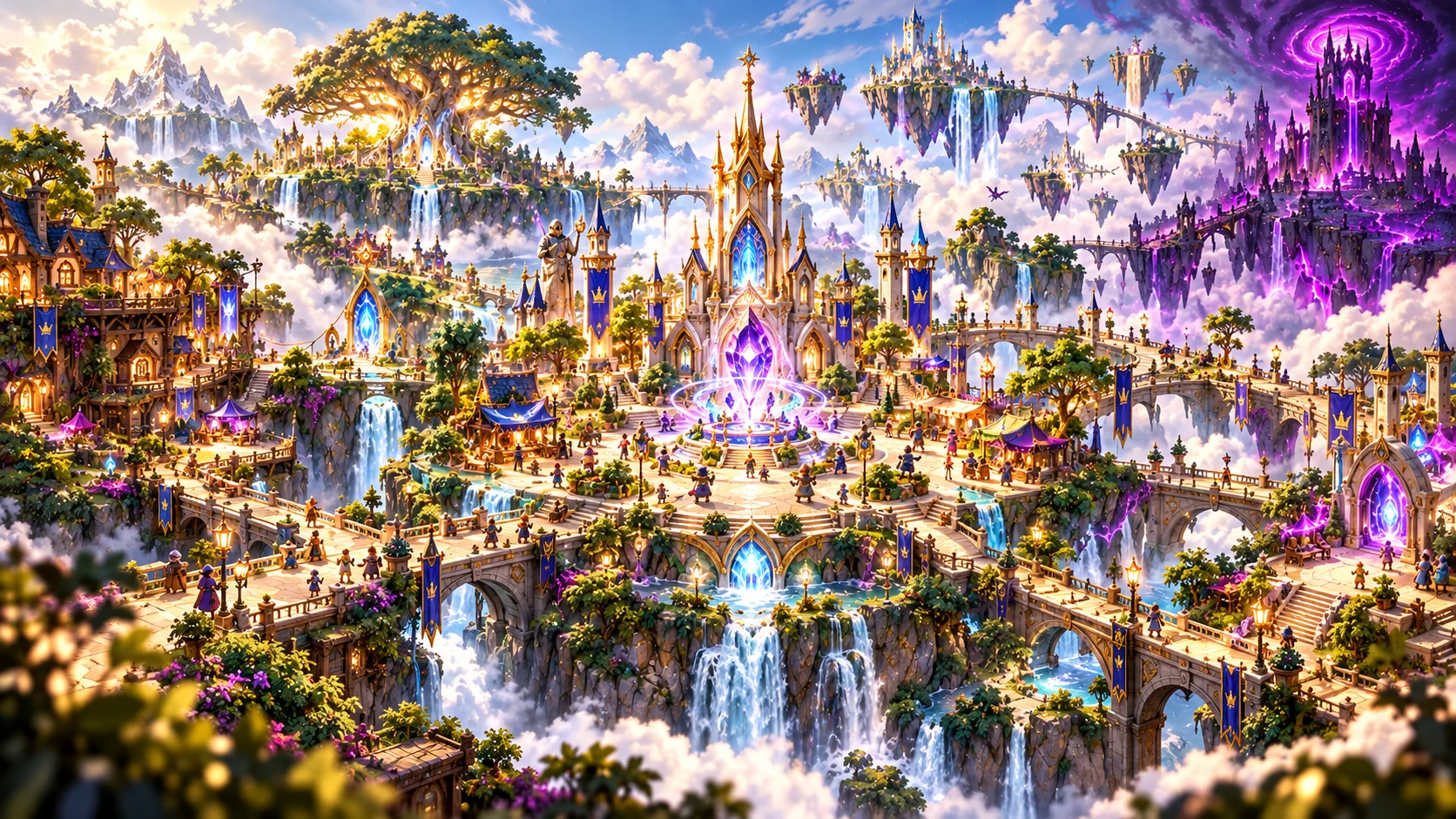 Concept art of Rascal Plaza, where Stickerwood's news and rumors gather